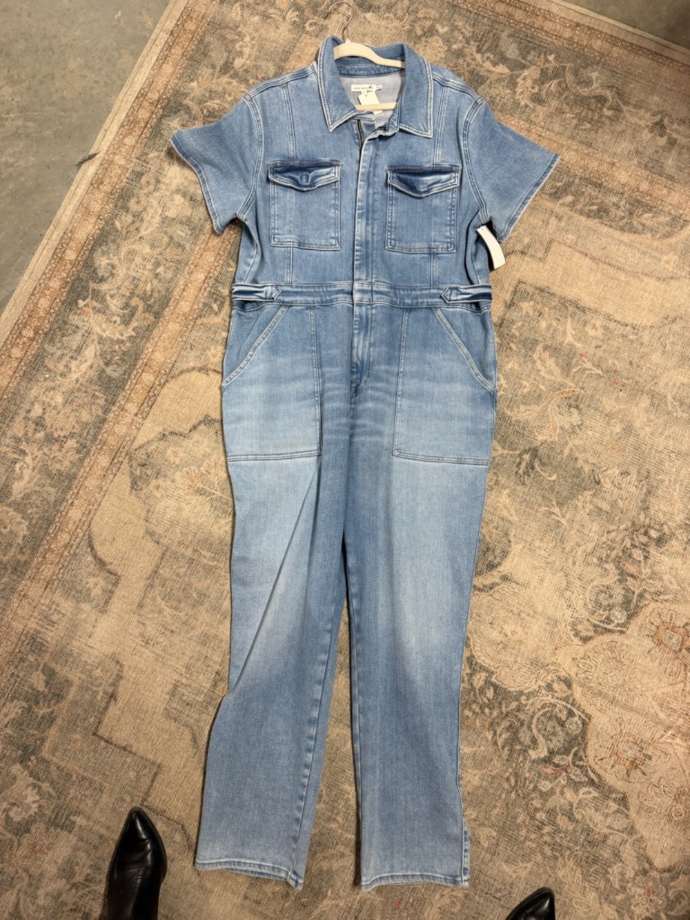 Good American Light Blue Denim Zip-Front Jumpsuit